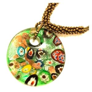 Glass Mosaic Pendant Necklace